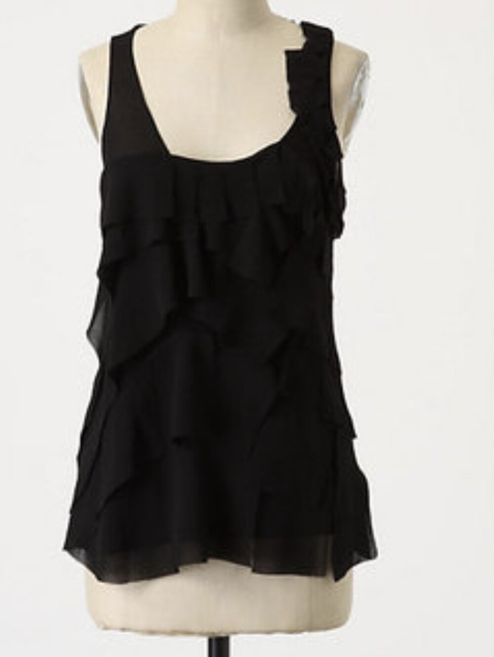 Anthropologie RED BIRD Black Ruffle Layered Tank